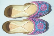 Pink and aquamarine Beaded shoes