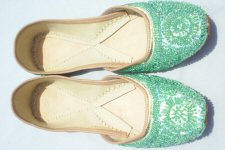 green beaded shoes