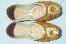 Golden beaded punjabi jutti