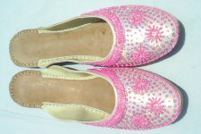 Pink sequin and bead slippers